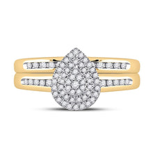 Load image into Gallery viewer, Enchanting Love Story | 10kt Yellow Gold Diamond Halo Bridal Wedding Ring Set 1/3 Cttw - Splendid Jewellery