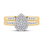 Enchanting Love Story | 10kt Yellow Gold Diamond Halo Bridal Wedding Ring Set 1/3 Cttw - Splendid Jewellery