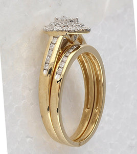 Enchanting Love Story | 10kt Yellow Gold Diamond Halo Bridal Wedding Ring Set 1/3 Cttw - Splendid Jewellery