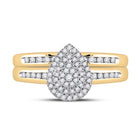 Enchanting Love Story | 10kt Yellow Gold Diamond Halo Bridal Wedding Ring Set 1/3 Cttw product Top View from Splendid Jewellery