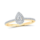 Enchanting Love Story | 10kt Yellow Gold Pear Diamond Halo Bridal Wedding Engagement Ring 1/3 Cttw - Splendid Jewellery