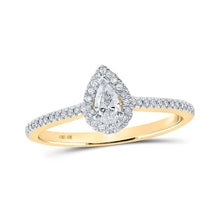 Load image into Gallery viewer, Enchanting Love Story | 10kt Yellow Gold Pear Diamond Halo Bridal Wedding Engagement Ring 1/3 Cttw - Splendid Jewellery