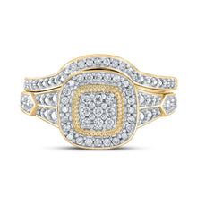 Load image into Gallery viewer, Enchanting Love Story | 10kt Yellow Gold Round Diamond Cluster Bridal Wedding Ring Band Set 1/5 Cttw - Splendid Jewellery