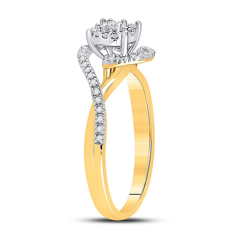 Enchanting Love Story | 10kt Yellow Gold Round Diamond Solitaire Swirl Bridal Wedding Engagement Ring 1/5 Cttw - Splendid Jewellery