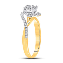 Load image into Gallery viewer, Enchanting Love Story | 10kt Yellow Gold Round Diamond Solitaire Swirl Bridal Wedding Engagement Ring 1/5 Cttw Side View from Splendid Jewellery