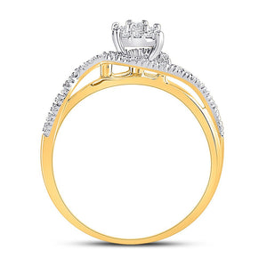 Enchanting Love Story | 10kt Yellow Gold Round Diamond Solitaire Swirl Bridal Wedding Engagement Ring 1/5 Cttw - Splendid Jewellery