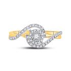 Enchanting Love Story | 10kt Yellow Gold Round Diamond Solitaire Swirl Bridal Wedding Engagement Ring 1/5 Cttw Front View from Splendid Jewellery
