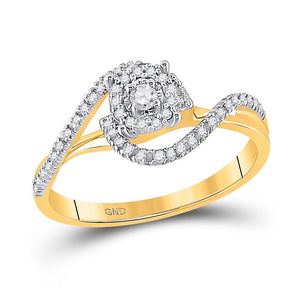 Enchanting Love Story | 10kt Yellow Gold Round Diamond Solitaire Swirl Bridal Wedding Engagement Ring 1/5 Cttw - Splendid Jewellery