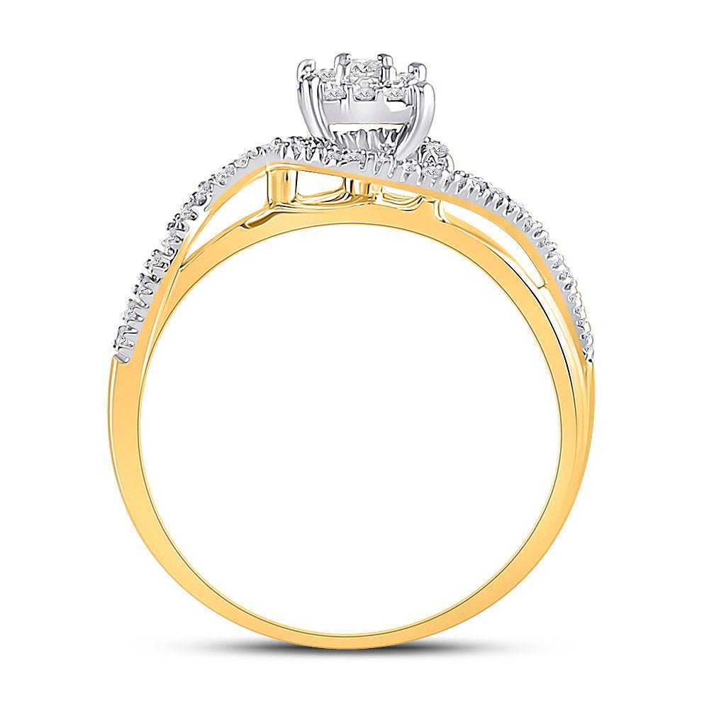 Enchanting Love Story | 10kt Yellow Gold Round Diamond Solitaire Swirl Bridal Wedding Engagement Ring 1/5 Cttw - Splendid Jewellery
