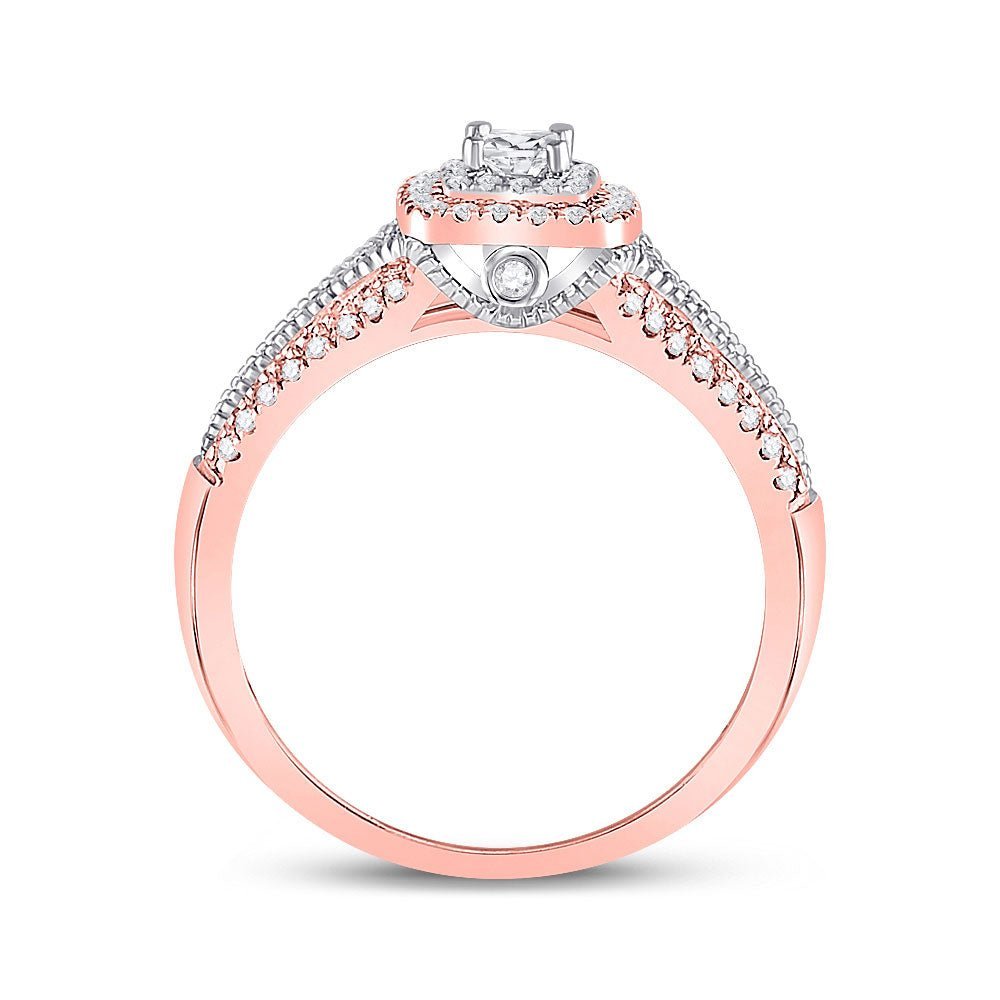 Enchanting Love Story | 14kt Two - tone Gold Princess Diamond Halo Bridal Wedding Engagement Ring 1/2 Cttw - Splendid Jewellery