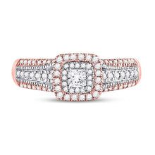Load image into Gallery viewer, Enchanting Love Story | 14kt Two - tone Gold Princess Diamond Halo Bridal Wedding Engagement Ring 1/2 Cttw - Splendid Jewellery