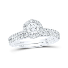 Load image into Gallery viewer, Enchanting Love Story | 14kt White Gold Diamond Halo Bridal Wedding Ring Band Set 1 Cttw | Splendid Jewellery - Splendid Jewellery