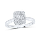 Enchanting Love Story | 14kt White Gold Emerald Diamond Halo Bridal Wedding Engagement Ring 1/2 Cttw | Splendid Jewellery - Splendid Jewellery
