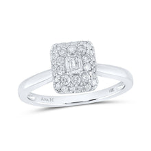Load image into Gallery viewer, Enchanting Love Story | 14kt White Gold Emerald Diamond Halo Bridal Wedding Engagement Ring 1/2 Cttw | Splendid Jewellery - Splendid Jewellery