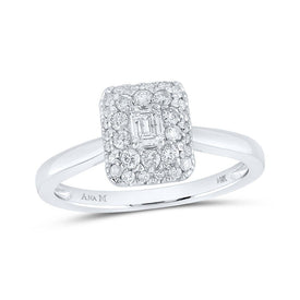 Enchanting Love Story | 14kt White Gold Emerald Diamond Halo Bridal Wedding Engagement Ring 1/2 Cttw | Splendid Jewellery - Splendid Jewellery