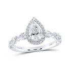 Enchanting Love Story | 14kt White Gold Pear Diamond Halo Bridal Wedding Engagement Ring 2 Cttw - Splendid Jewellery