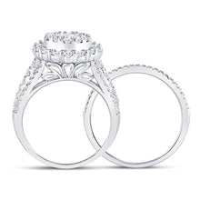 Load image into Gallery viewer, Enchanting Love Story | 14kt White Gold Princess Diamond Bridal Wedding Ring Band Set 1 - 1/2 Cttw - Splendid Jewellery