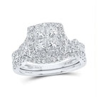 Enchanting Love Story | 14kt White Gold Princess Diamond Bridal Wedding Ring Band Set 1 - 7/8 Cttw - Splendid Jewellery