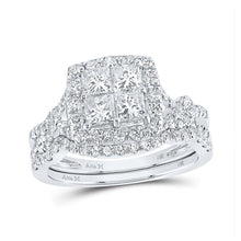 Load image into Gallery viewer, Enchanting Love Story | 14kt White Gold Princess Diamond Bridal Wedding Ring Band Set 1 - 7/8 Cttw - Splendid Jewellery