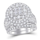 Enchanting Love Story | 14kt White Gold Princess Diamond Bridal Wedding Ring Band Set 3 Cttw - Splendid Jewellery