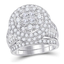 Load image into Gallery viewer, Enchanting Love Story | 14kt White Gold Princess Diamond Bridal Wedding Ring Band Set 3 Cttw - Splendid Jewellery