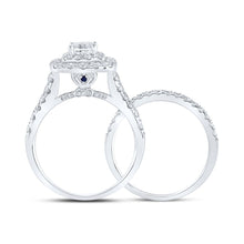 Load image into Gallery viewer, Enchanting Love Story | 14kt White Gold Princess Diamond Halo Bridal Wedding Ring Band Set 2 Cttw | Splendid Jewellery - Splendid Jewellery