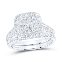 Load image into Gallery viewer, Enchanting Love Story | 14kt White Gold Princess Diamond Halo Bridal Wedding Ring Band Set 2 Cttw | Splendid Jewellery - Splendid Jewellery