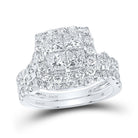 Enchanting Love Story | 14kt White Gold Princess Diamond Square Bridal Wedding Ring Band Set 2 - 5/8 Cttw | Splendid Jewellery - Splendid Jewellery