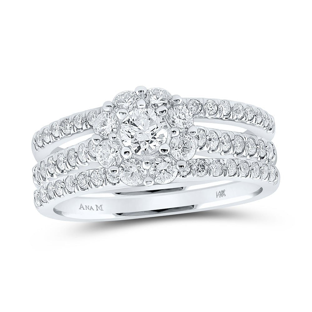 Enchanting Love Story | 14kt White Gold Round Diamond Bridal Wedding Ring Band Set 1 - 1/4 Cttw - Splendid Jewellery