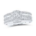 Enchanting Love Story | 14kt White Gold Round Diamond Bridal Wedding Ring Band Set 1 - 1/4 Cttw - Splendid Jewellery