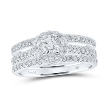 Load image into Gallery viewer, Enchanting Love Story | 14kt White Gold Round Diamond Bridal Wedding Ring Band Set 1 - 1/4 Cttw - Splendid Jewellery