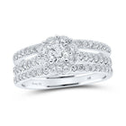 Enchanting Love Story | 14kt White Gold Round Diamond Bridal Wedding Ring Band Set 1 - 1/4 Cttw - Splendid Jewellery