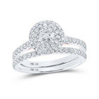 Enchanting Love Story | 14kt White Gold Round Diamond Halo Bridal Wedding Ring Band Set 1 Cttw | Splendid Jewellery - Splendid Jewellery