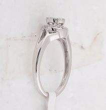 Load image into Gallery viewer, Enchanting Love's Embrace | 10kt White Gold Princess Round Diamond Cluster Bridal Wedding Engagement Ring 1/5 Cttw - Splendid Jewellery