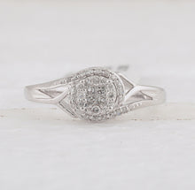 Load image into Gallery viewer, Enchanting Love's Embrace | 10kt White Gold Princess Round Diamond Cluster Bridal Wedding Engagement Ring 1/5 Cttw - Splendid Jewellery