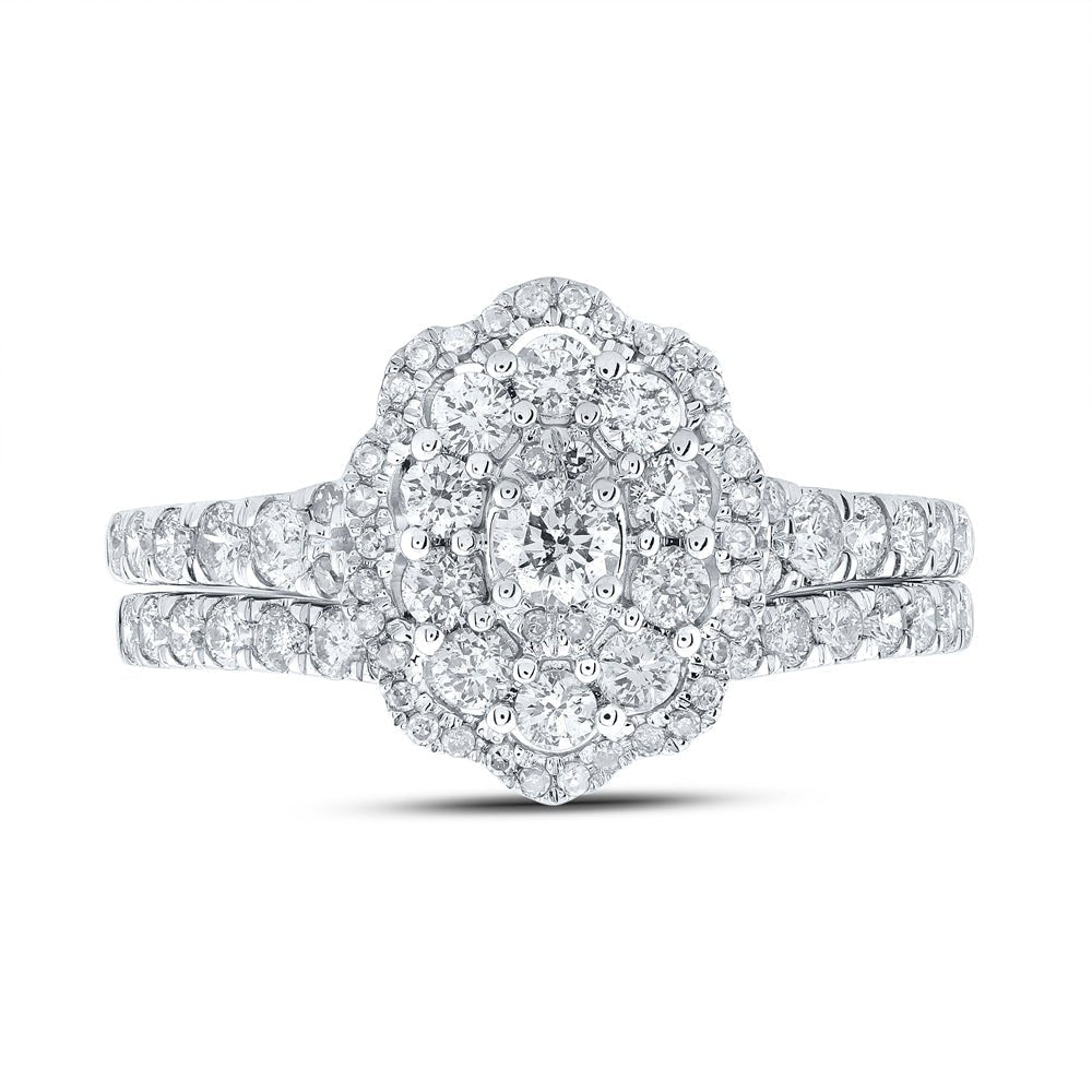 Enchanting Love's Embrace | 10kt White Gold Round Diamond Bridal Wedding Ring Band Set 1 Cttw - Splendid Jewellery