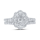 Enchanting Love's Embrace | 10kt White Gold Round Diamond Bridal Wedding Ring Band Set 1 Cttw - Splendid Jewellery