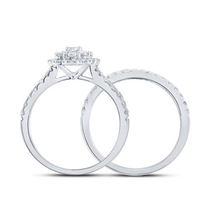 Enchanting Love's Embrace | 10kt White Gold Round Diamond Bridal Wedding Ring Band Set 1 Cttw - Splendid Jewellery