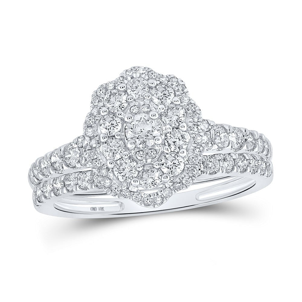 Enchanting Love's Embrace | 10kt White Gold Round Diamond Bridal Wedding Ring Band Set 1 Cttw - Splendid Jewellery