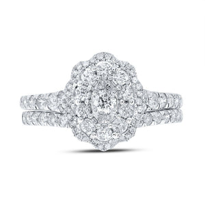 Enchanting Love's Embrace | 10kt White Gold Round Diamond Bridal Wedding Ring Band Set 1 Cttw - Splendid Jewellery