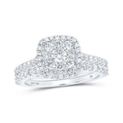 Enchanting Love's Embrace | 10kt White Gold Round Diamond Square Bridal Wedding Ring Band Set 1 Cttw - Splendid Jewellery