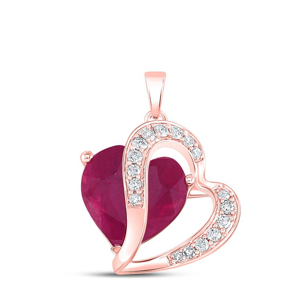 Enchanting Love's Embrace Pendant | 10kt Rose Gold Heart Ruby Diamond Necklace 5 Cttw | Splendid Jewellery - Splendid Jewellery