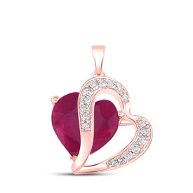 Enchanting Love's Embrace Pendant | 10kt Rose Gold Heart Ruby Diamond Necklace 5 Cttw | Splendid Jewellery - Splendid Jewellery