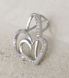 Enchanting Love's Eternal Embrace Pendant | 10kt White Gold Womens Round Diamond Heart Pendant 1/6 Cttw - Splendid Jewellery