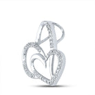 Enchanting Love's Eternal Embrace Pendant | 10kt White Gold Womens Round Diamond Heart Pendant 1/6 Cttw - Splendid Jewellery