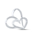 Enchanting Love's Eternal Embrace Pendant | 10kt White Gold Womens Round Diamond Heart Pendant 1/6 Cttw - Splendid Jewellery