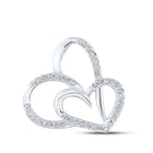 Enchanting Love's Eternal Embrace Pendant | 10kt White Gold Womens Round Diamond Heart Pendant 1/6 Cttw - Splendid Jewellery