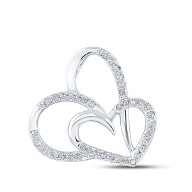 Enchanting Love's Eternal Embrace Pendant | 10kt White Gold Womens Round Diamond Heart Pendant 1/6 Cttw - Splendid Jewellery