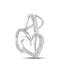 Load image into Gallery viewer, Enchanting Love&#39;s Eternal Embrace Pendant | 10kt White Gold Womens Round Diamond Heart Pendant 1/6 Cttw Side view from the 10Kt White Gold Womens Round Diamond Heart Pendant 1 6 Cttwpin281295 collection by Splendid Jewellery