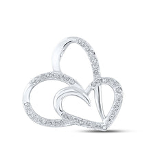Load image into Gallery viewer, Enchanting Love&#39;s Eternal Embrace Pendant | 10kt White Gold Womens Round Diamond Heart Pendant 1/6 Cttw Top view from the 10Kt White Gold Womens Round Diamond Heart Pendant 1 6 Cttwpin281295 collection by Splendid Jewellery